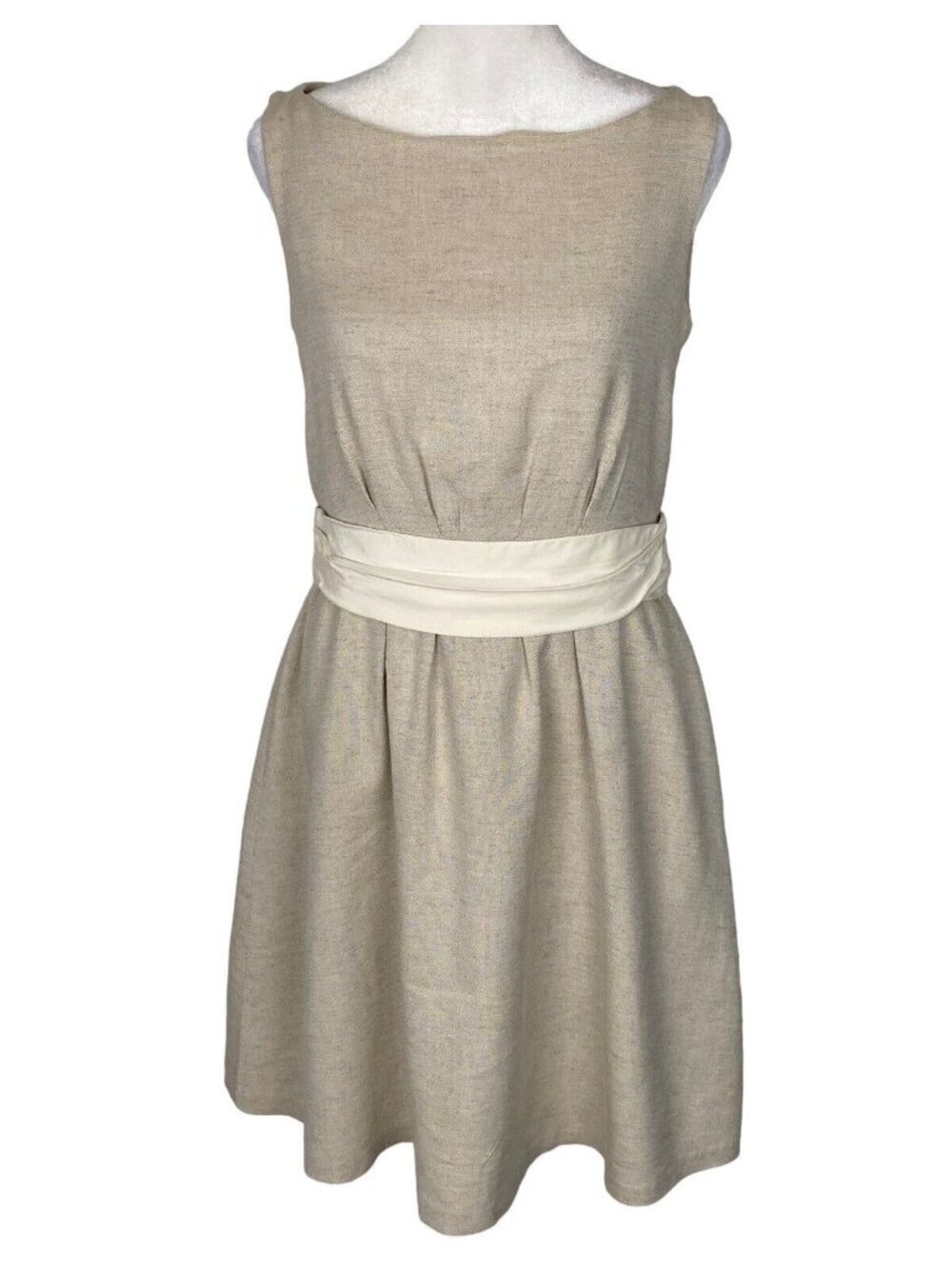 Twenty Three Districts Women Knee Length Fit Flare Classic Dress Sz 8 Tan 15-1